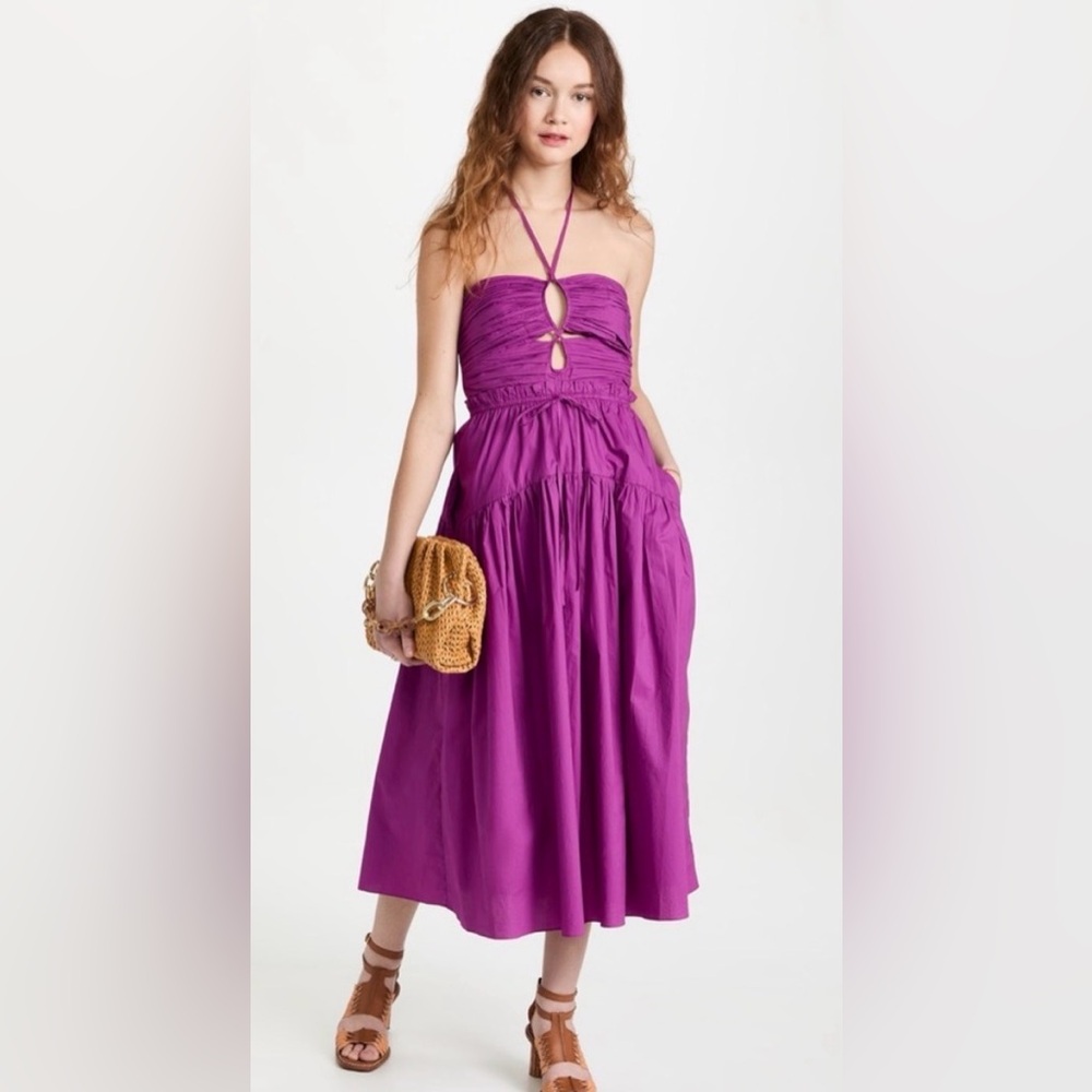 Ulla Johnson Ella Orchid Purple Cotton Halter Cutout Midi Dress
